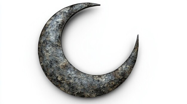 Silver Crescent Moon Symbol on White Background Mystical Celestial Art Print