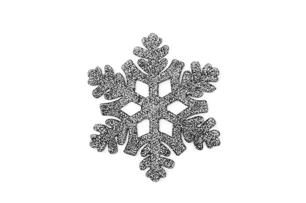 silver decorative snowflake on a white background Isolated