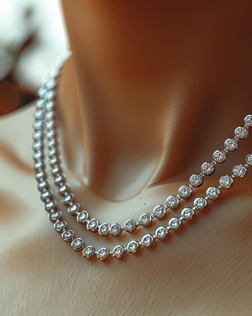 Silver And Diamond Anklet On A Dark Background