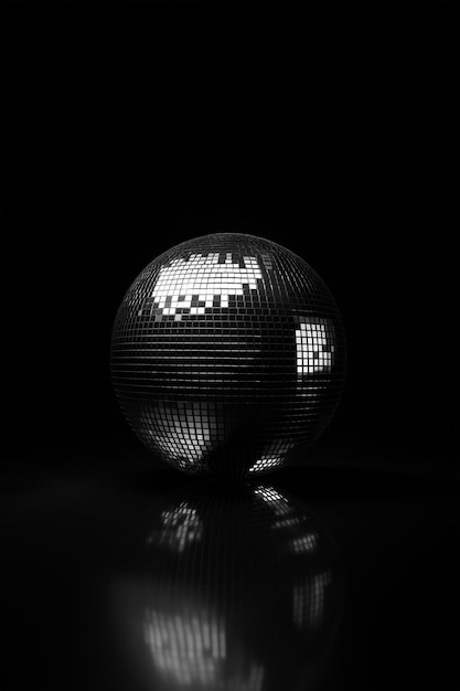 A silver disco ball isolated on a black background