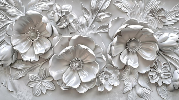 Silver Floral Decorative Wall Tiles