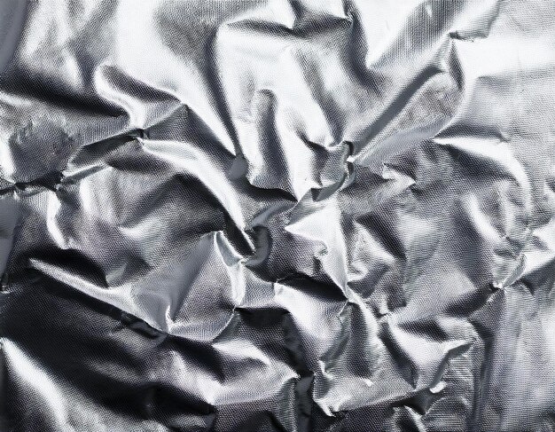 Silver foil with shiny crumpled texture background