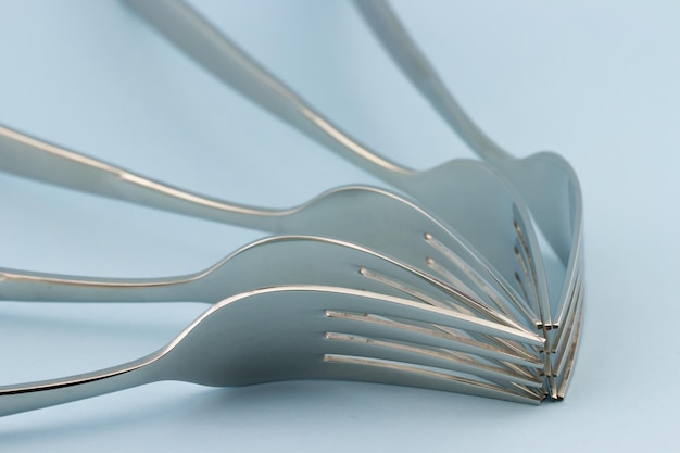 Silver forks stacked fan