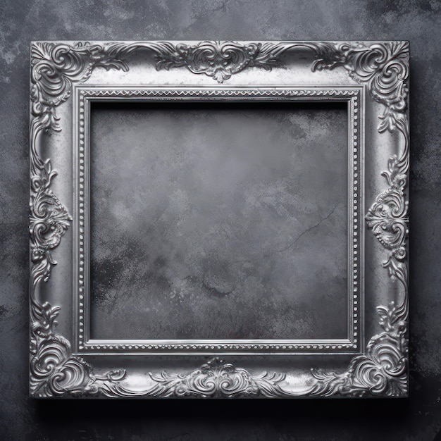 Silver frame on a Dim Gray color wall or background