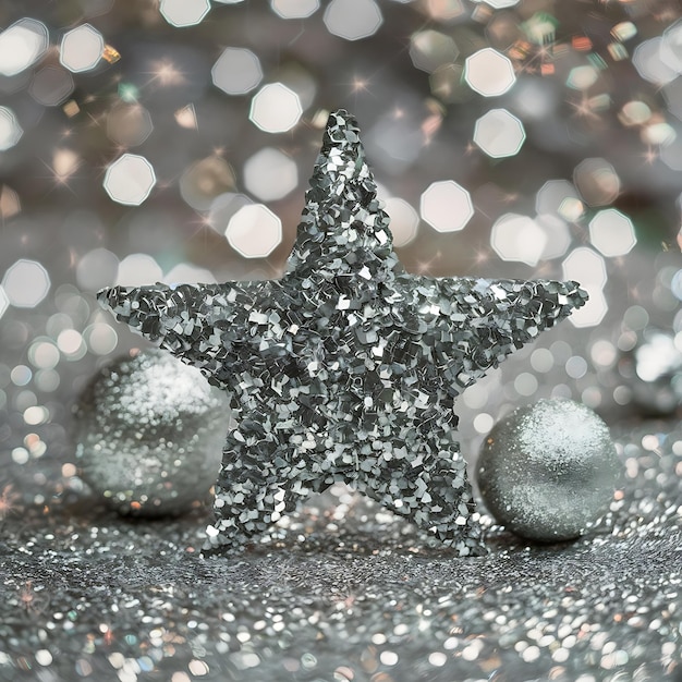 Silver glitter bokeh background Shiny holiday background Wallpaper for web design