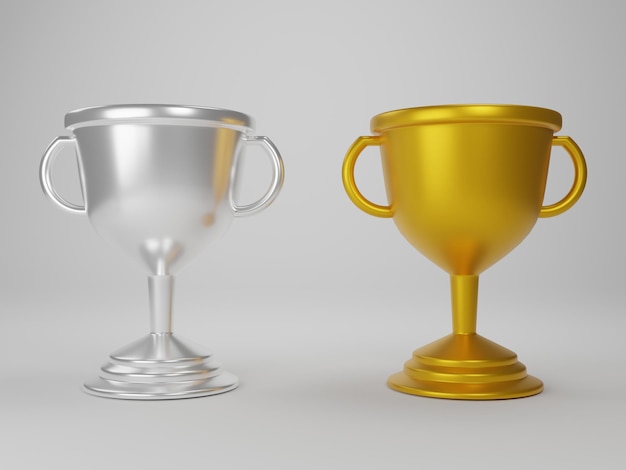 Silver and Gold trophy illustration 3D rendering