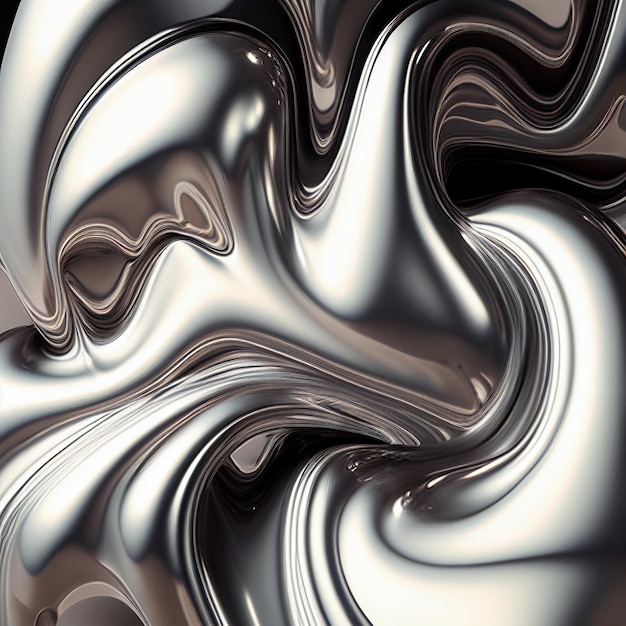 Silver gray liquid metal texture, metal melts and pours, beautiful transitions, waves and twists,