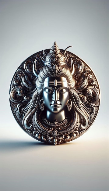 Photo a silver head of a god with a head of a head