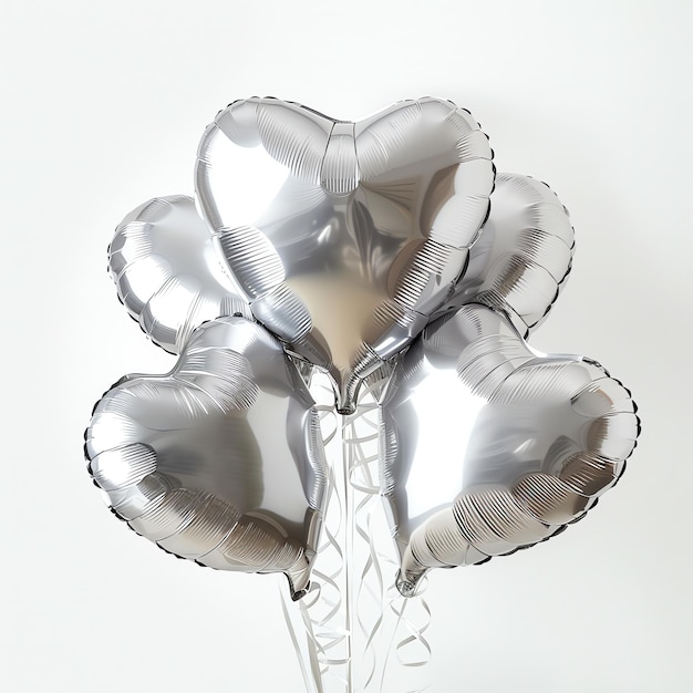 Silver heart shaped foil balloon for party