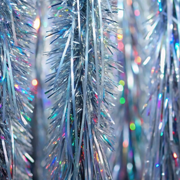 Photo silver holographic tinsel line background