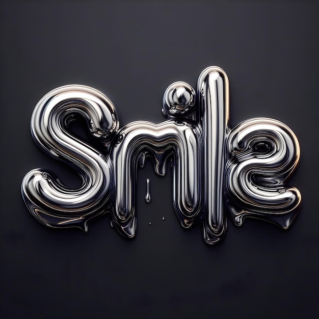 Photo a silver letter s that says smile and has the word smile on it