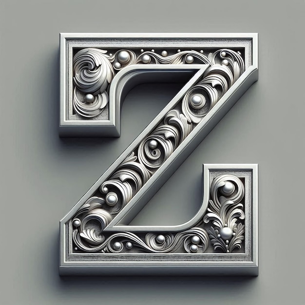 Photo a silver letter z is hanging from a silver metal object