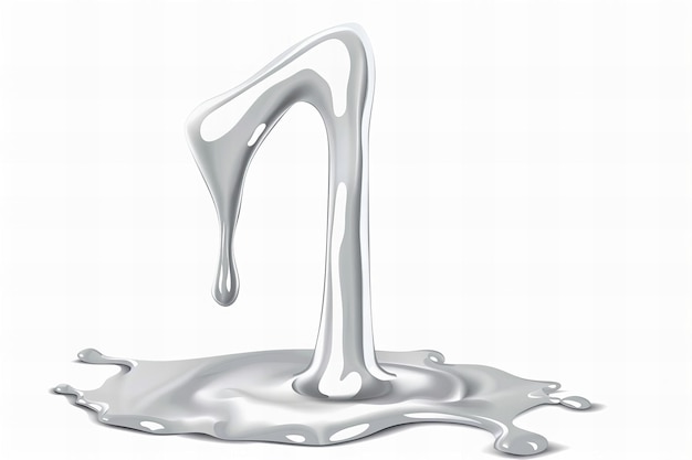 Photo silver liquid pouring from top to bottom in the shape of number 1 white background vector illustrati