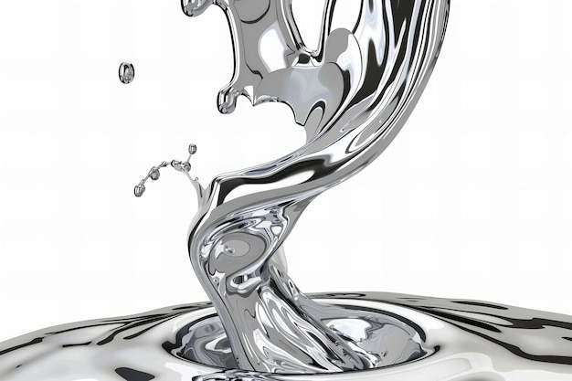 Photo silver liquid pouring from top to bottom in the shape of number 9 white background vector illustrati