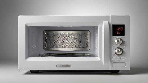 Photo a silver microwave with a digital display on the front