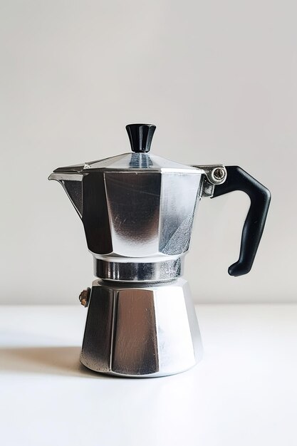 Photo silver moka pot on white background