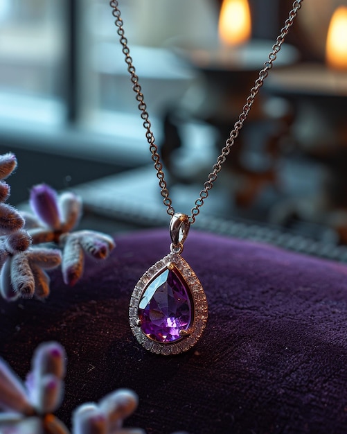 Silver Necklace With An Amethyst Gemstone A Wallpaper