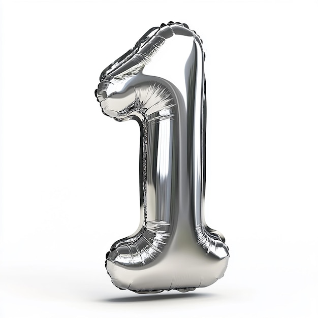 a silver number 1 is displayed on a white background