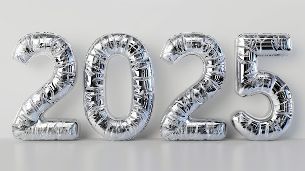 Photo silver numbers of year 2025 from candles white background holiday background happy new year 2025 celebrating new year closeup