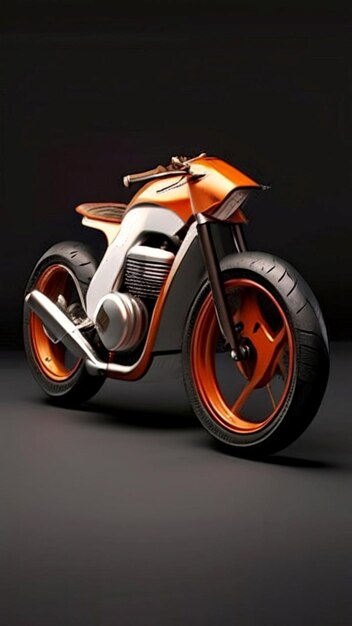 Photo a silver and orange motorcycle with a black and orange rim