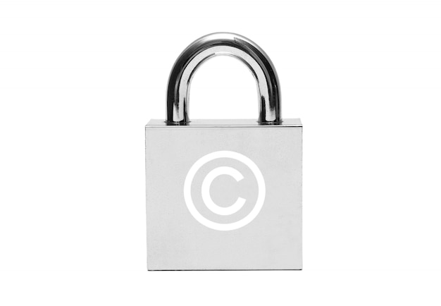 Silver padlock with copyright sign