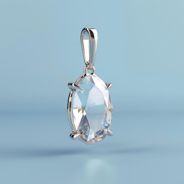 Silver pendant with large clear gemstone