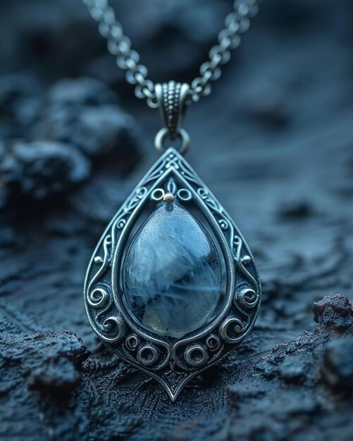 Silver Pendant With A Moonstone Dark Wallpaper