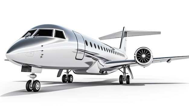 Silver private jet photo realistic illustration generative