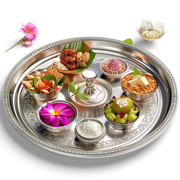 Silver puja thali hindu