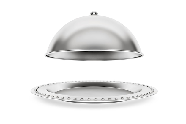 Silver Restaurant cloche on a white background