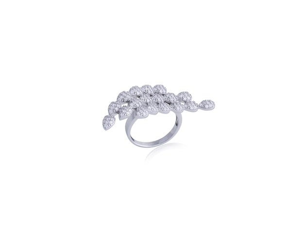 Silver Ring Jewellery on White Background