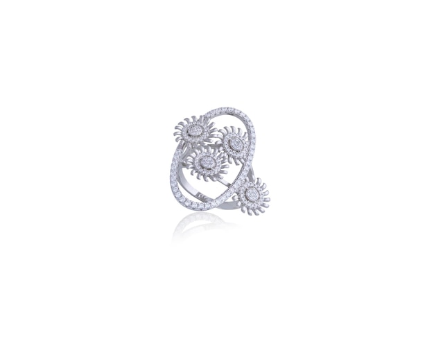 Silver Ring Jewellery on White Background