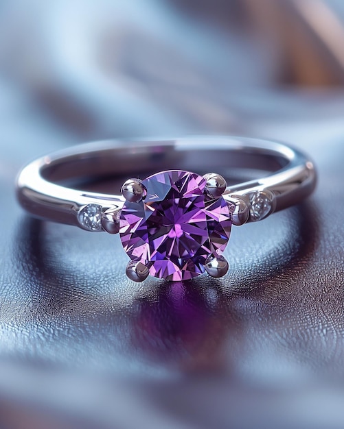 Silver Ring With An Amethyst Gemstone A Wallpaper