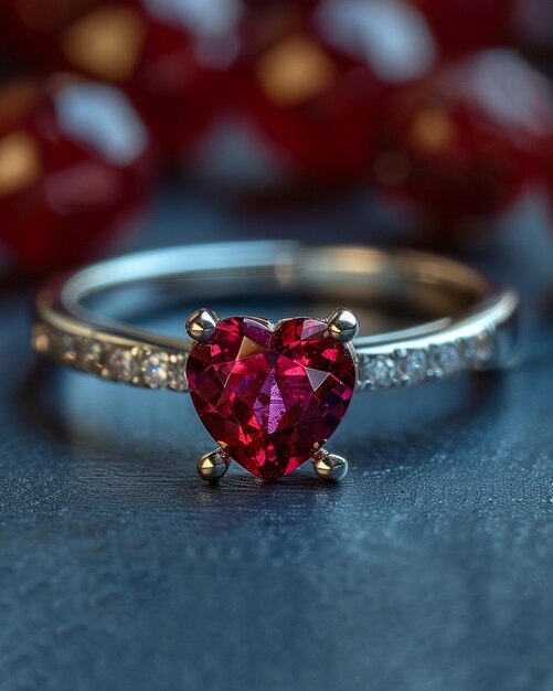 Silver Ring With A HeartShaped Ruby Wallpaper