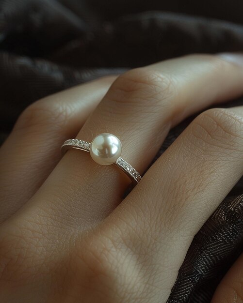 Silver Ring With A Single Freshwater Pearl Background