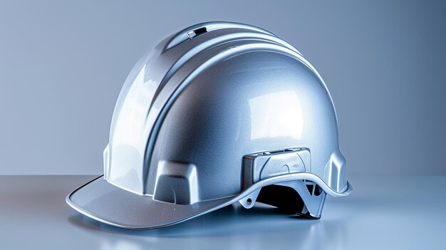 Photo silver safety helmet on flat background