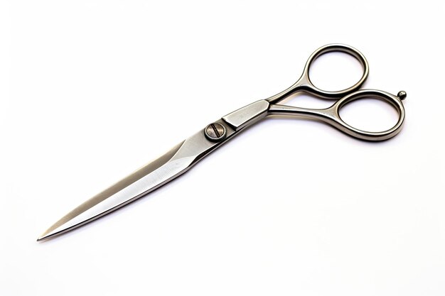 Silver scissors on white