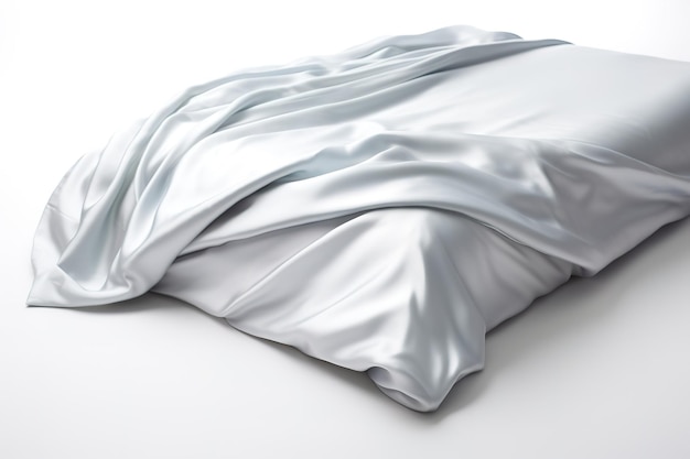 A Silver Sheet of Silky Smoothness Gently Draped in MidAir on a Clear PNG or White Background