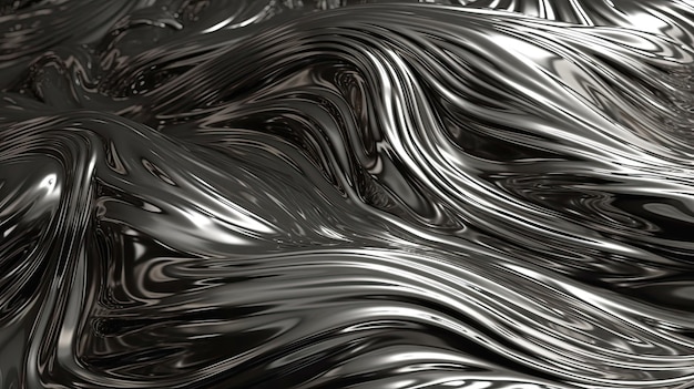 Silver silk textile background Illustration of wavy fabric material Dynamic wavy cloth Generative AI