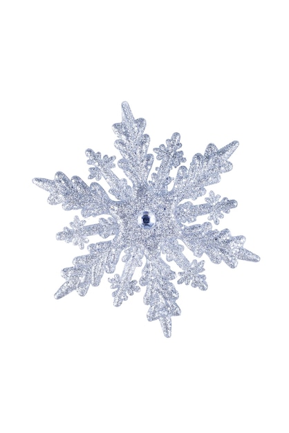 Silver snowflake isolated on white background. Snowflake as a Christmas ornament for design