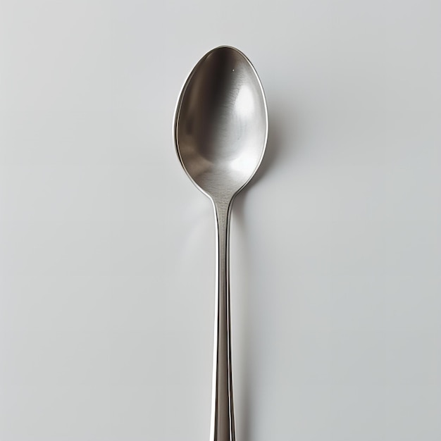 Photo a silver spoon with a handle on a white background