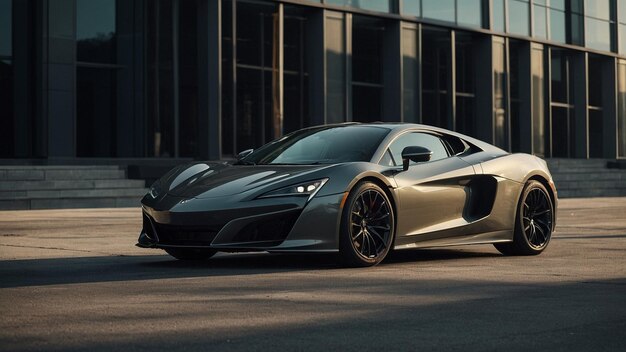 a silver sports car is parked on the street