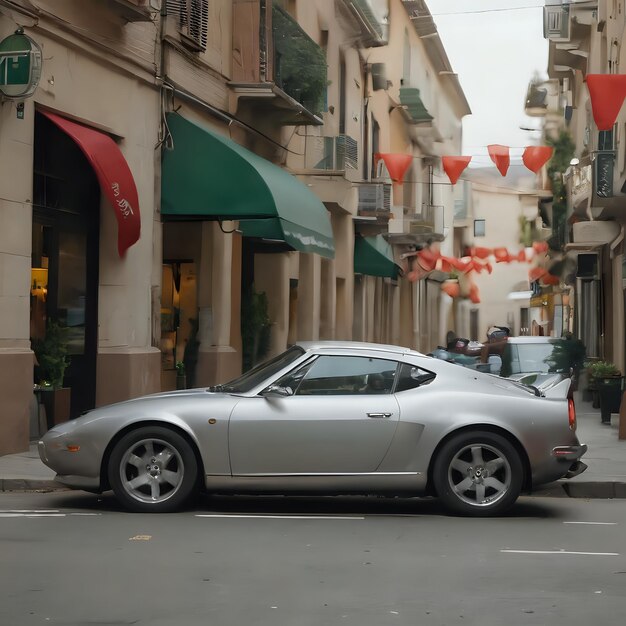 Photo a silver sports car parked on the side of the road