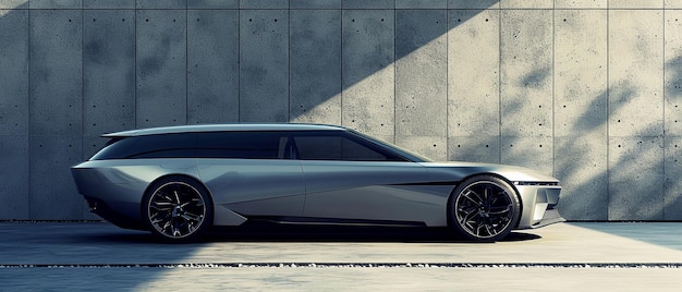 a silver sports car with the word quot on the side