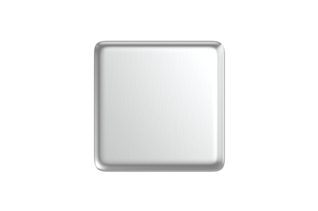 Photo a silver square button with a silver border.