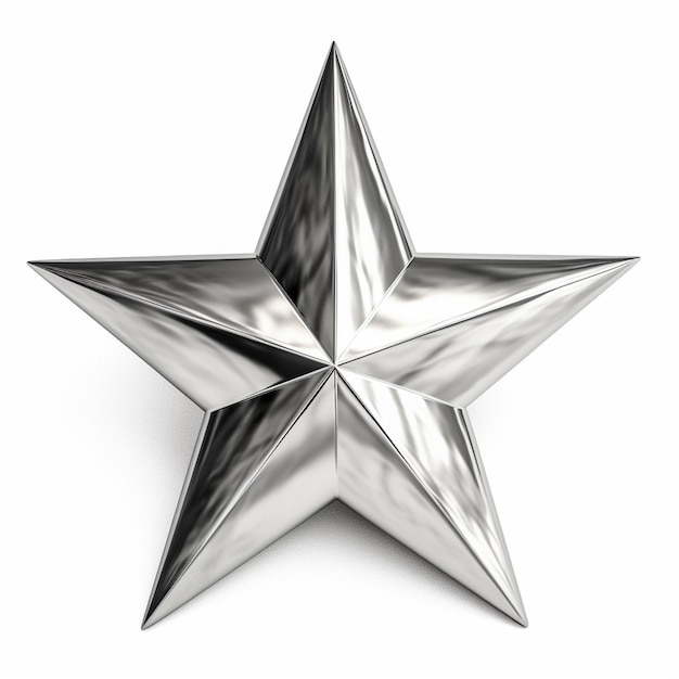 A silver star with the word a white background