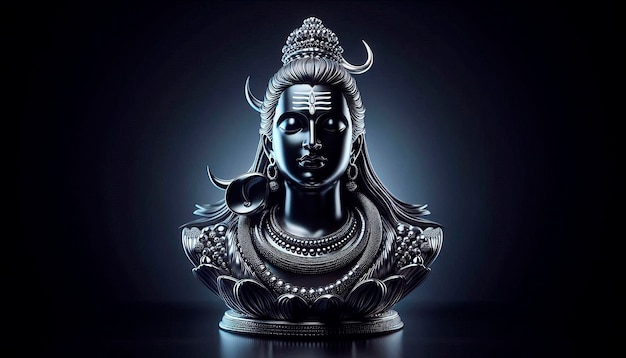 Photo a silver statue of a god with a head of a god on it