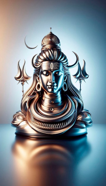 Photo a silver statue of a god with a headpiece on it