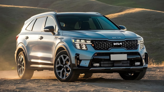 a silver suv with the license plate lg on the hood