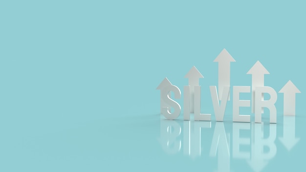 The silver text  for background business content 3d rendering